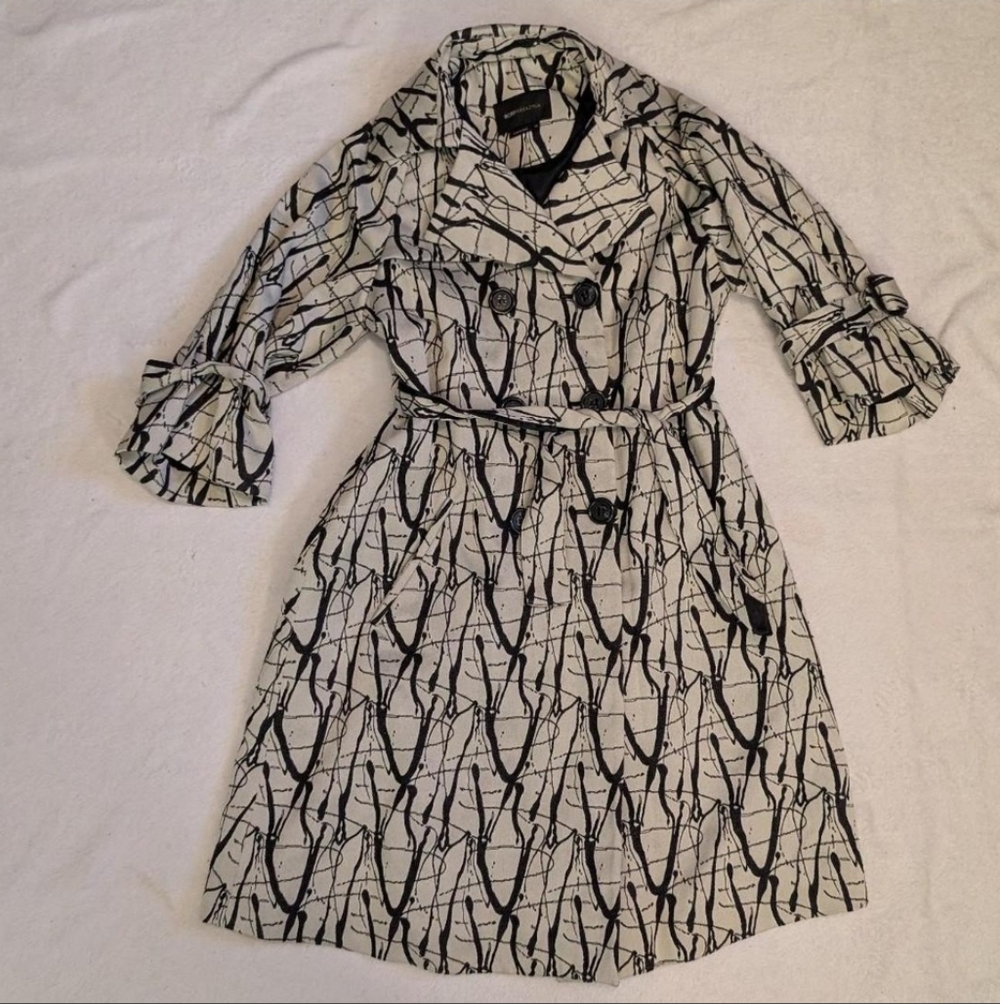 BCBGMaxAzria Black and White Long Sleeve Dress